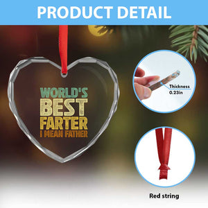 Retro World's Best Farter I Mean Father Heart Crystal Glass Ornament Gag Gift Birthday Husband Dad Fathers Day