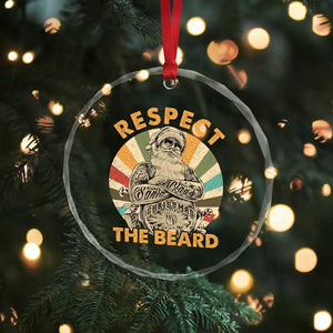 Retro Xmas Crystal Glass Ornament Respect The Beard Cool Santa Vintage TS09 Print Your Wear