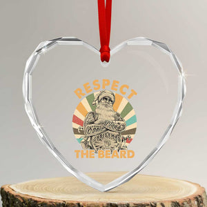 Retro Xmas Heart Crystal Glass Ornament Respect The Beard Cool Santa Vintage TS09 Transparent Glass 3'' Heart Print Your Wear