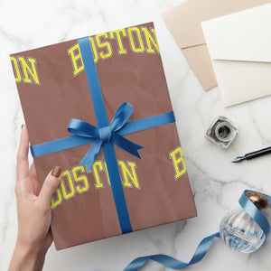 Retro Yellow Boston Massachusetts MA Vintage Throwback Running Wrapping Paper Roll TS11 Mocha Print Your Wear