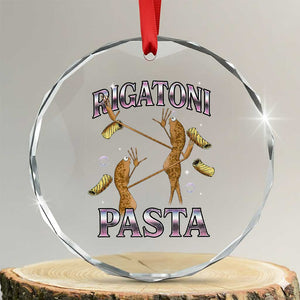 Rigatoni Pasta Lover Marcus The Worm Crystal Glass Ornament Retro 90s Bootleg Weird Meme Internet Humor TS02 Transparent Glass 3'' Circle Print Your Wear