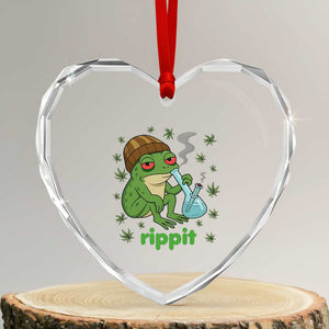 Rippit Frog Heart Crystal Glass Ornament Funny 420 Stoner Weed Humor TS14 Transparent Glass 3'' Heart Print Your Wear