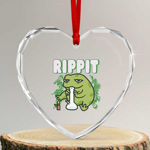 Rippit Frog Meme Heart Crystal Glass Ornament Funny Stoner Bong Rip TS10 Transparent Glass 3'' Heart Print Your Wear