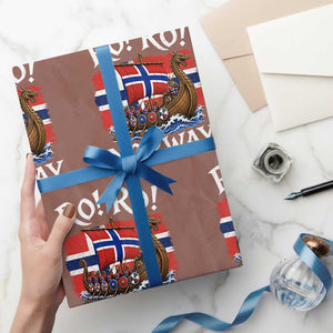 Ro Ro Norway Viking Row Wrapping Paper Roll Norwegian Flag Longship for Norge Football Fan TS11 Mocha Print Your Wear