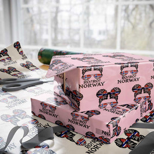 Ro Ro Norwegian Viking Ship Wrapping Paper Roll Norway Flag Messy Bun Girl TS14 Light Pink Print Your Wear