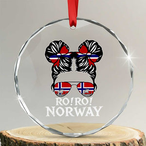 Ro Ro Norwegian Viking Ship Messy Bun Girl Crystal Glass Ornament TS14 Transparent Glass 3'' Circle Print Your Wear