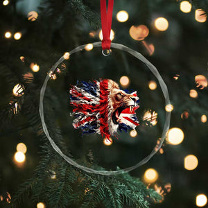 Roaring British Lion Flag Crystal Glass Ornament Union Jack UK Pride TS02 Print Your Wear