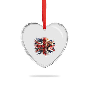 Roaring British Lion Flag Heart Crystal Glass Ornament Union Jack UK Pride TS02 Print Your Wear