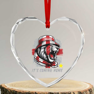 Roaring Lions England Football Pride Heart Crystal Glass Ornament Retro Patriotic Soccer British Football Fans