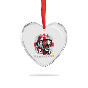 Roaring Lions England Football Pride Heart Crystal Glass Ornament Retro Patriotic Soccer British Football Fans