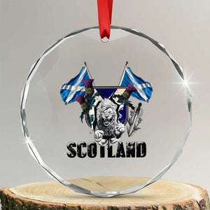 Roaring Scottish Lion Crest Crystal Glass Ornament Thistle Scotland Flag Emblem for Brave Highlanders TS02 Transparent Glass 3'' Circle Print Your Wear