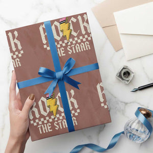Rock The STAAR Day Wrapping Paper Roll Texas Teacher Student Motivational Testing TS02 Mocha Print Your Wear