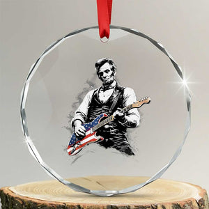 Rockin Abe Abraham Lincoln Playing Electric Guitar Crystal Glass Ornament Patriotic Music Rocker Mashup 4th of July Celebration TS02 Transparent Glass 3'' Circle Print Your Wear
