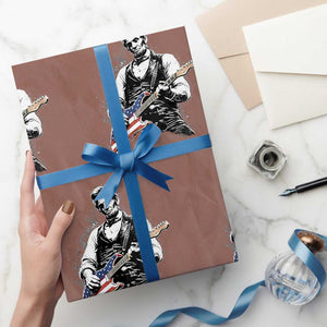 Rockin Abe Abraham Lincoln Playing Electric Guitar Wrapping Paper Roll Patriotic Music Rocker Mashup 4th of July Celebration TS02 Mocha Print Your Wear