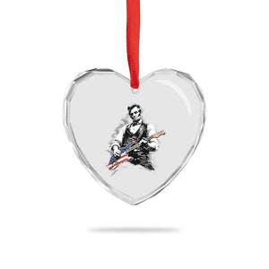 Rockin Abe Abraham Lincoln Playing Electric Guitar Heart Crystal Glass Ornament Patriotic Music Rocker Mashup 4th of July Celebration TS02 Print Your Wear