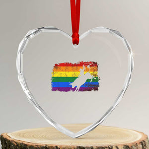 Rodeo Cowboy Bull Rider Western LGBTQ Rainbow Flag Heart Crystal Glass Ornament