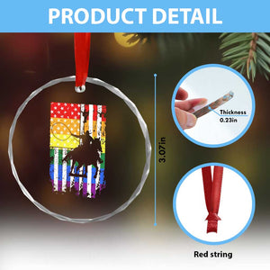 Rodeo Gay Cowboy Western LGBTQ Rainbow Flag Crystal Glass Ornament TS14 Print Your Wear