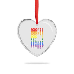 Rodeo Gay Cowboy Western LGBTQ Rainbow Flag Heart Crystal Glass Ornament