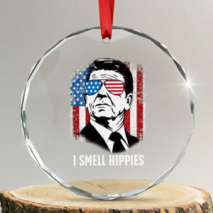 Ronald Reagan 4th of July America Flag Crystal Glass Ornament I Smell Hippies TS14 Transparent Glass 3'' Circle Print Your Wear