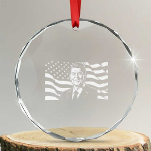 Ronald Reagan America Flag US President Crystal Glass Ornament TS14 Transparent Glass 3'' Circle Print Your Wear