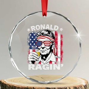 Ronald Reagan Crystal Glass Ornament 4th of July America Flag Beer TS14 Transparent Glass 3'' Circle Print Your Wear