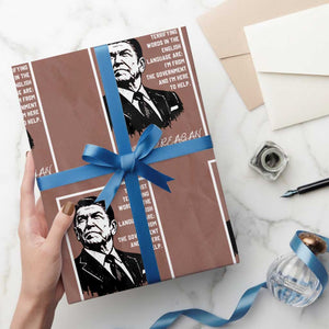Ronald Reagan Quote Wrapping Paper Roll American Flag US President TS14 Mocha Print Your Wear