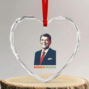 Ronald Reagan Heart Crystal Glass Ornament American Flag US President TS14 Transparent Glass 3'' Heart Print Your Wear