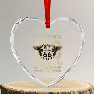 Route Highway 66 100 Year Centennial Anniversary Souvenir Heart Crystal Glass Ornament Santa Monica End of the Road TS14 Transparent Glass 3'' Heart Print Your Wear