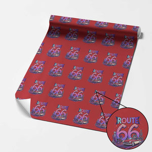 Route Highway 66 Americana Adventure Wrapping Paper Roll Cute Raccoon Driving Car TS12 Red Print Your Wear