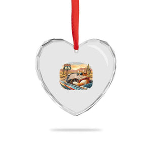 Route Highway 66 Cat Heart Crystal Glass Ornament Americana Road Trip TS12 Print Your Wear