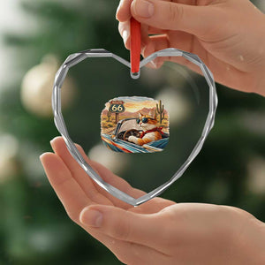 Route Highway 66 Cat Heart Crystal Glass Ornament Americana Road Trip TS12 Print Your Wear