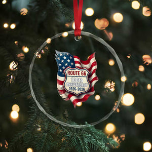 Route Highway 66 Centennial Crystal Glass Ornament Vintage American Flag Patriotic Gift TS12 Print Your Wear