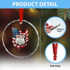 Route Highway 66 Centennial Crystal Glass Ornament Vintage American Flag Patriotic Gift TS12 Print Your Wear