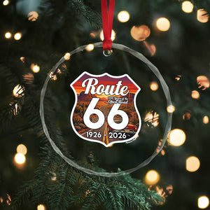 Route Highway 66 Centennial Crystal Glass Ornament Vintage Distressed Americas Highway TS12 Print Your Wear