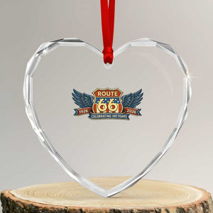 Route Highway 66 Centennial Heart Crystal Glass Ornament 100 Years Of The Mother Road TS12 Transparent Glass 3'' Heart Print Your Wear