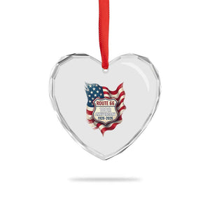 Route Highway 66 Centennial Heart Crystal Glass Ornament Vintage American Flag Patriotic Gift TS12 Print Your Wear