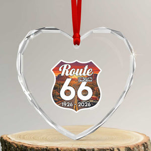 Route Highway 66 Centennial Heart Crystal Glass Ornament Vintage Distressed Americas Highway TS12 Transparent Glass 3'' Heart Print Your Wear