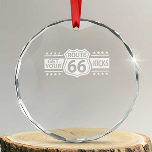 Route Highway 66 Crystal Glass Ornament Get Your Kicks American Road Trip TS11 Transparent Glass 3'' Circle Print Your Wear