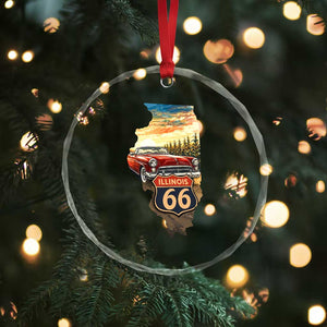 Route Highway 66 Illinois State Pride Crystal Glass Ornament Mother Road Travel Gift TS12 Print Your Wear