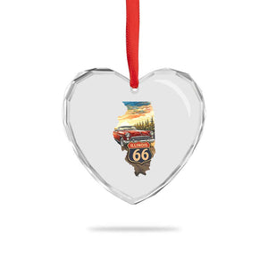 Route Highway 66 Illinois State Pride Heart Crystal Glass Ornament Mother Road Travel Gift TS12 Print Your Wear