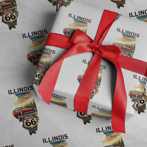 Route Highway 66 Illinois State Pride Wrapping Paper Roll Mother Road Travel Gift TS12 White Print Your Wear