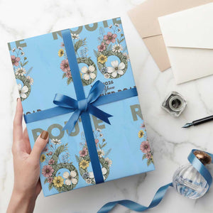 Route Highway 66 Wrapping Paper Roll Floral Centennial 100 Year Anniversary TS12 Light Blue Print Your Wear