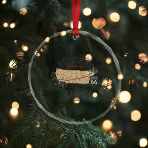 Route Highway 66 Map Chicago to Santa Monica Crystal Glass Ornament Vintage America Road Trip Americana