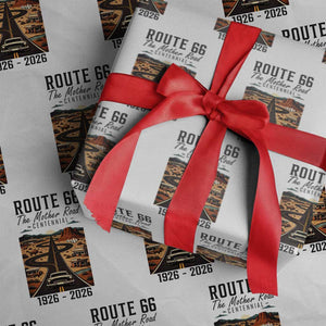 Route Highway 66 Mother Road Wrapping Paper Roll Vintage Distressed Road Trip Adventure TS12 White Print Your Wear