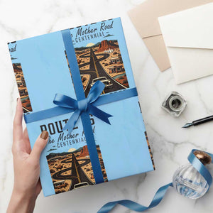 Route Highway 66 Mother Road Wrapping Paper Roll Vintage Distressed Road Trip Adventure TS12 Light Blue Print Your Wear