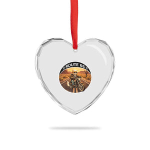 Route Highway 66 Motorcycle Cat Heart Crystal Glass Ornament Road Trip Adventure TS12 Print Your Wear
