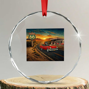 Route Highway 66 Raccoon Crystal Glass Ornament Americana Road Trip TS12 Transparent Glass 3'' Circle Print Your Wear
