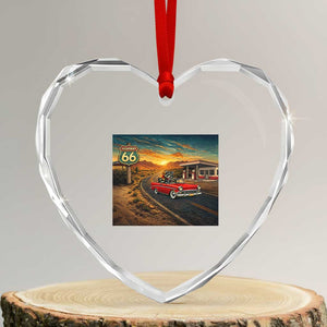 Route Highway 66 Raccoon Heart Crystal Glass Ornament Americana Road Trip TS12 Transparent Glass 3'' Heart Print Your Wear