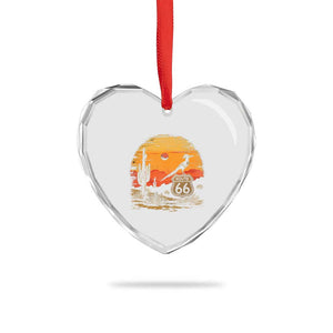 Route Highway 66 Roadrunner Desert Sunset Arizona Heart Crystal Glass Ornament Cactus Landscape Texas Nevada Southwest Bird Lover