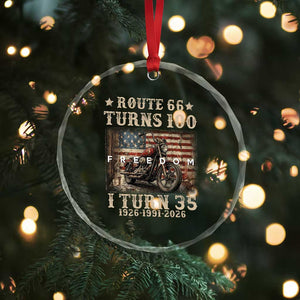 Route Highway 66 Turns 100 I Turn 35 Crystal Glass Ornament Vintage 1991 American Freedom Motorcycle Lover 35th Birthday Gift